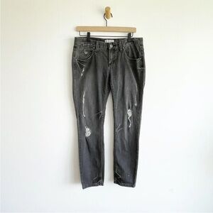 Free People Women's Faded distressed Black Jeans Denim Size 29